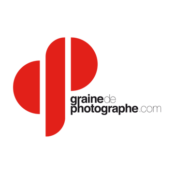 logo graine de photographe.com rouge et noir sur fond blanc